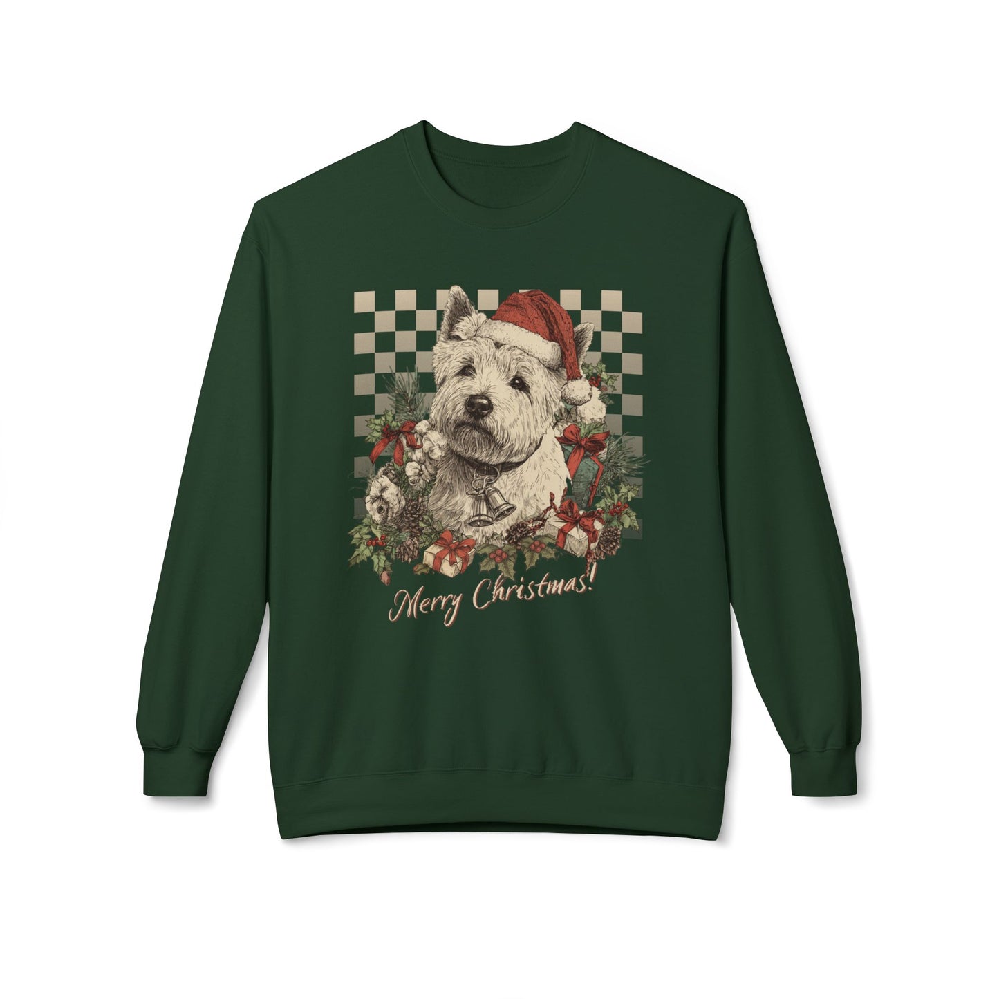 Westie Vintage Checkered Christmas Sweatshirt
