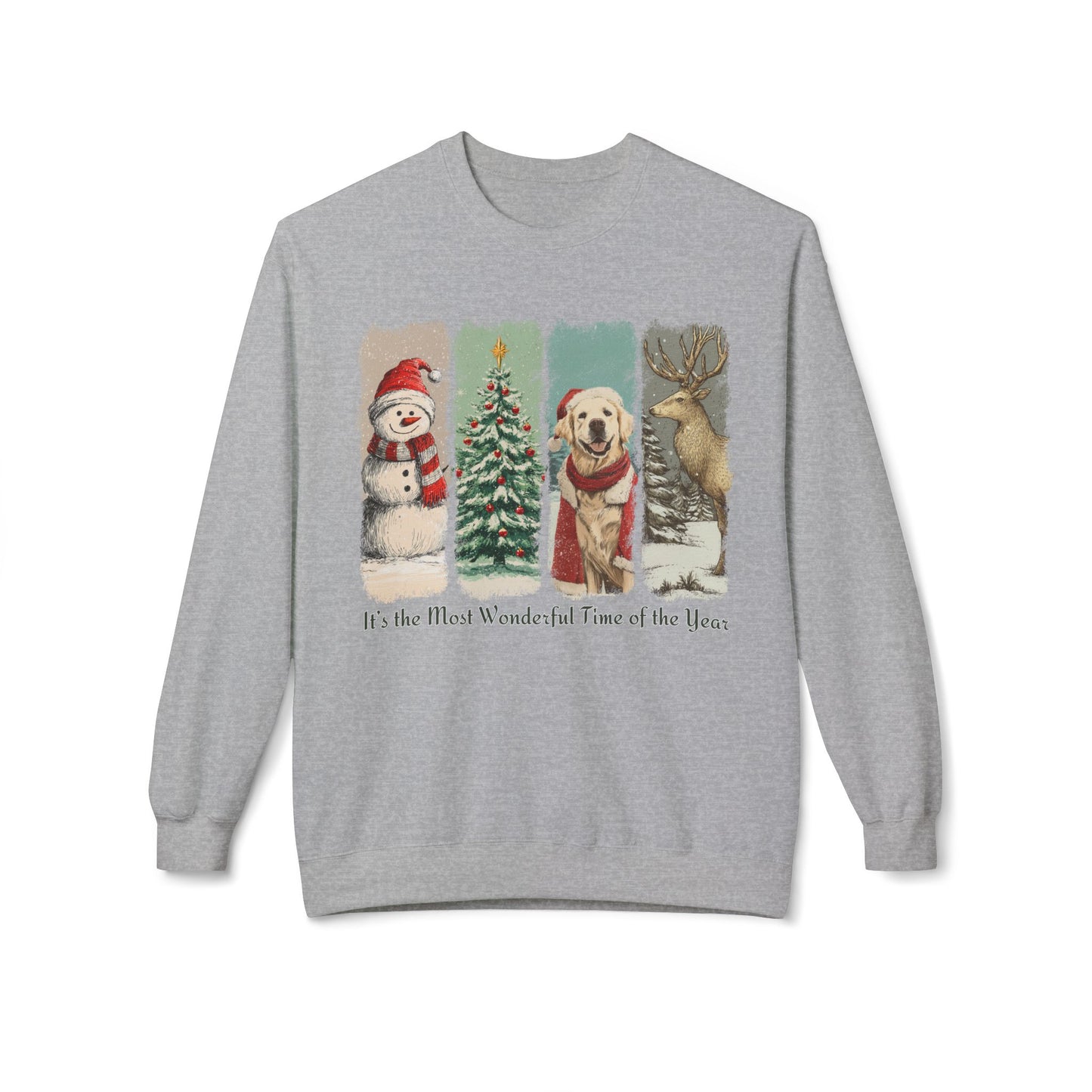 Golden Retriever Santa – Vintage Brush Stroke Christmas Sweatshirt