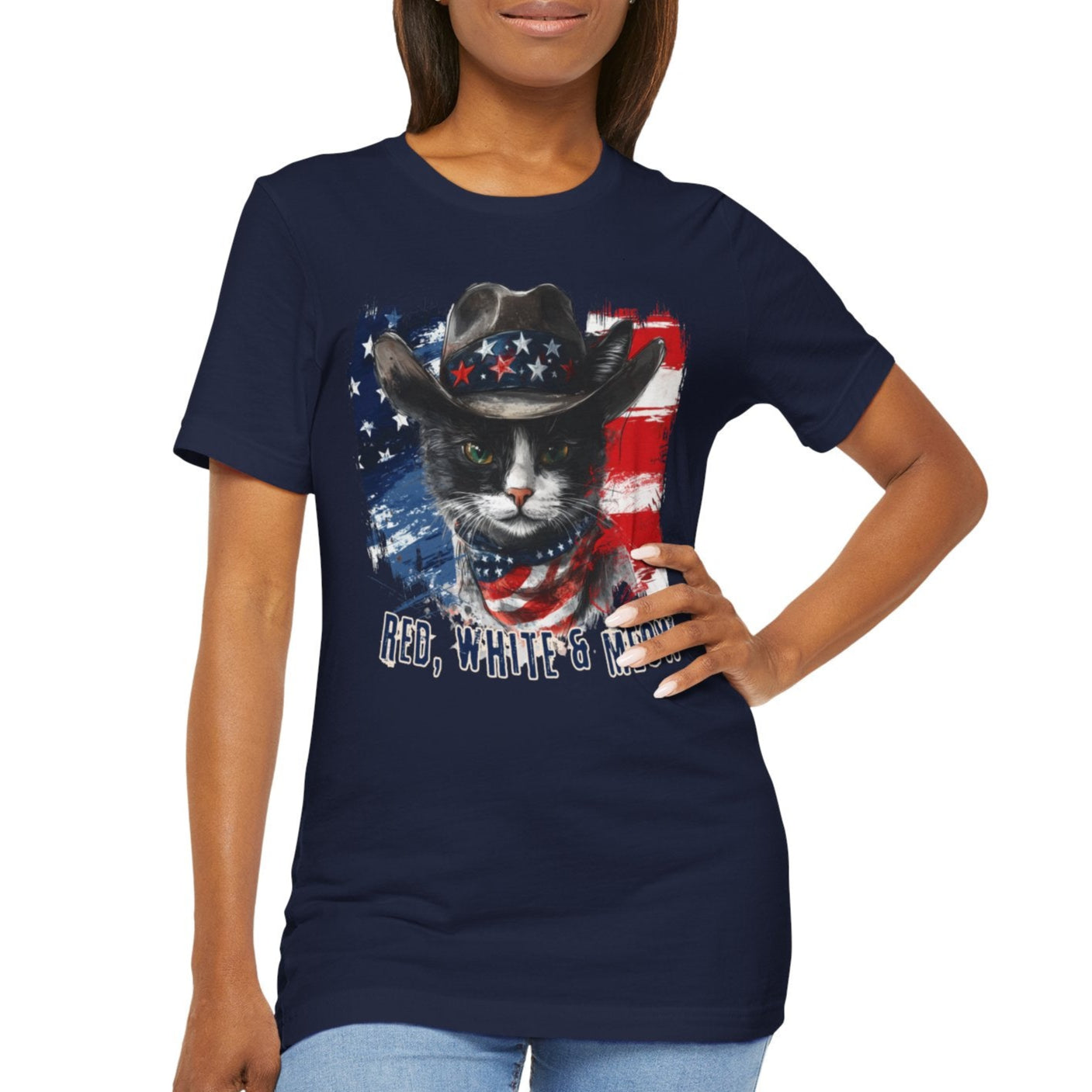 red white & meow patriotic cat lover shirt, 4th of july, indeendance day, veterans