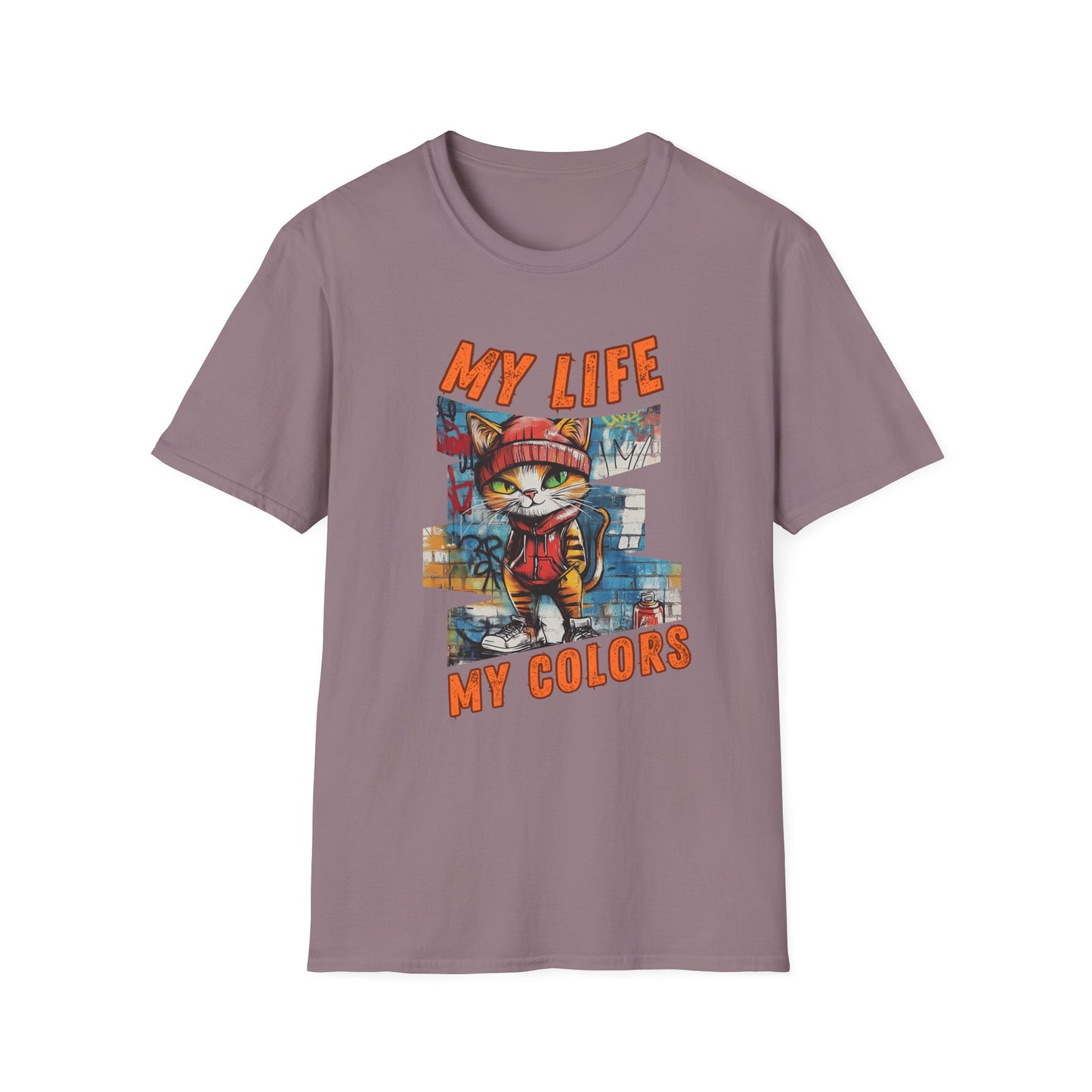 Graffiti Cat: My Life,My Colors - Unisex Softstyle T-Shirt