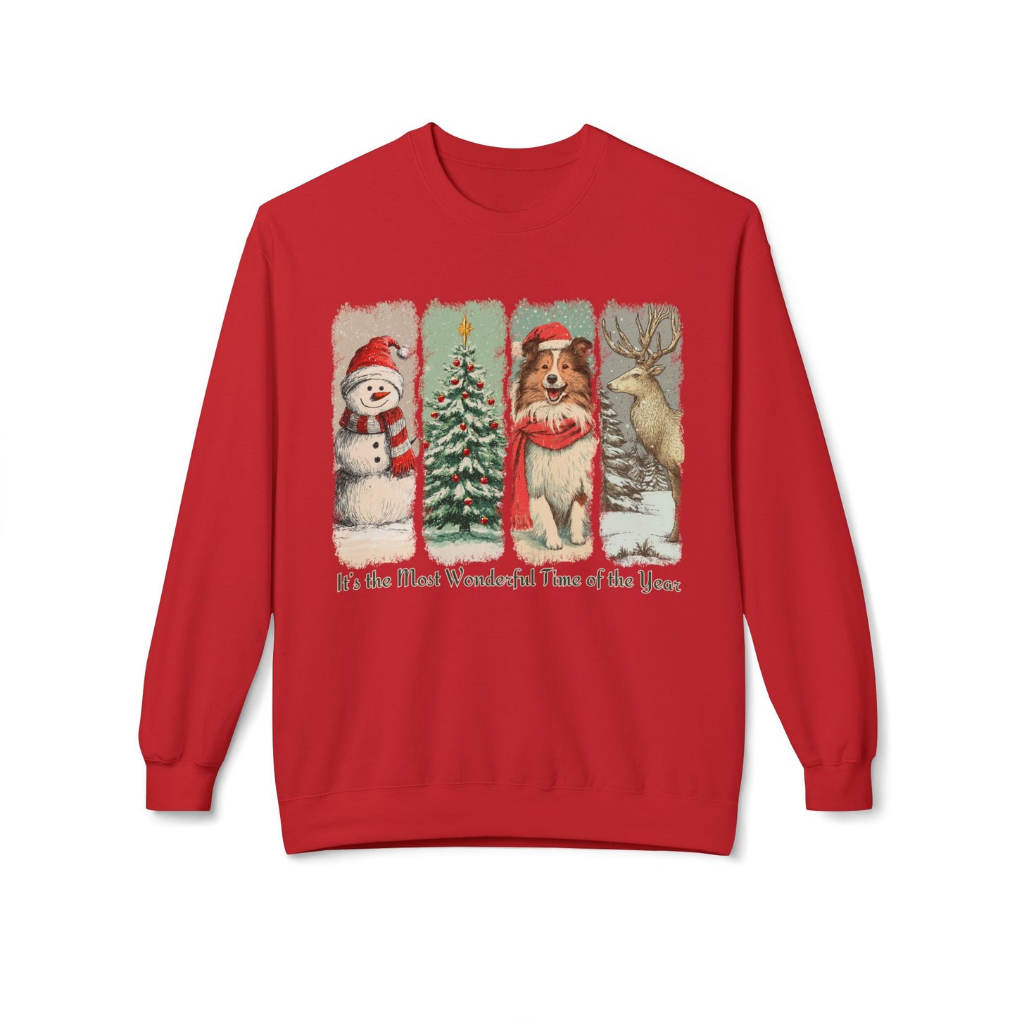 Sheltie Santa – Vintage Brush Stroke Christmas Sweater