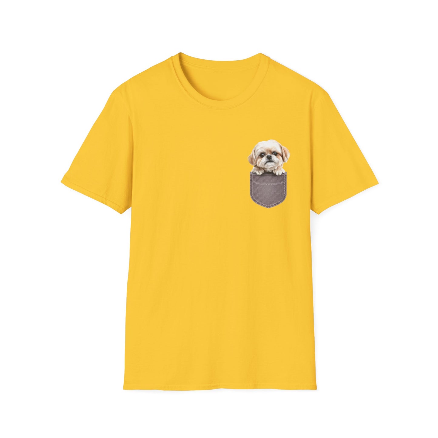 Unisex Soft-Style Maltese Puppy Pocket T-Shirt