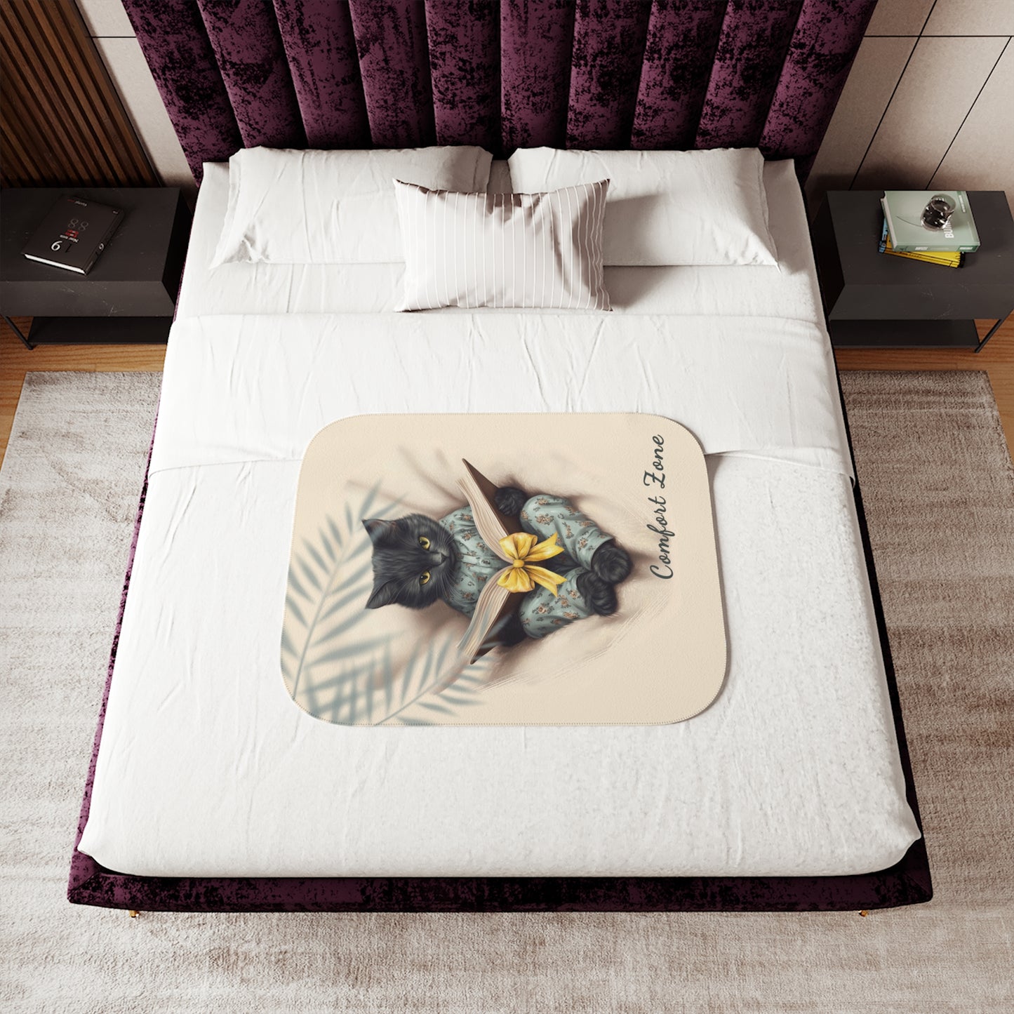 Comfort Zone – Black Cat Blanket | Personalized Sherpa Fleece Throw for Cat Lovers & Moms
