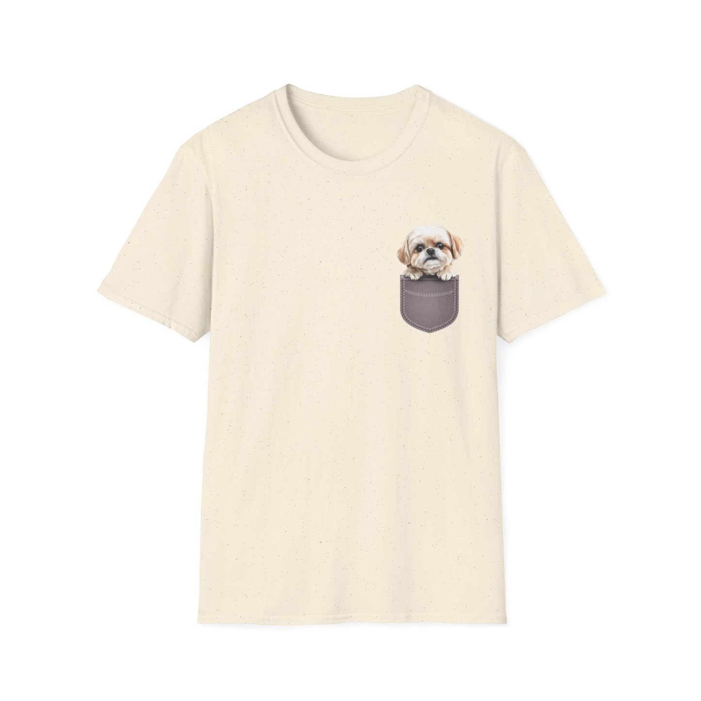 Unisex Soft-Style Maltese Puppy Pocket T-Shirt