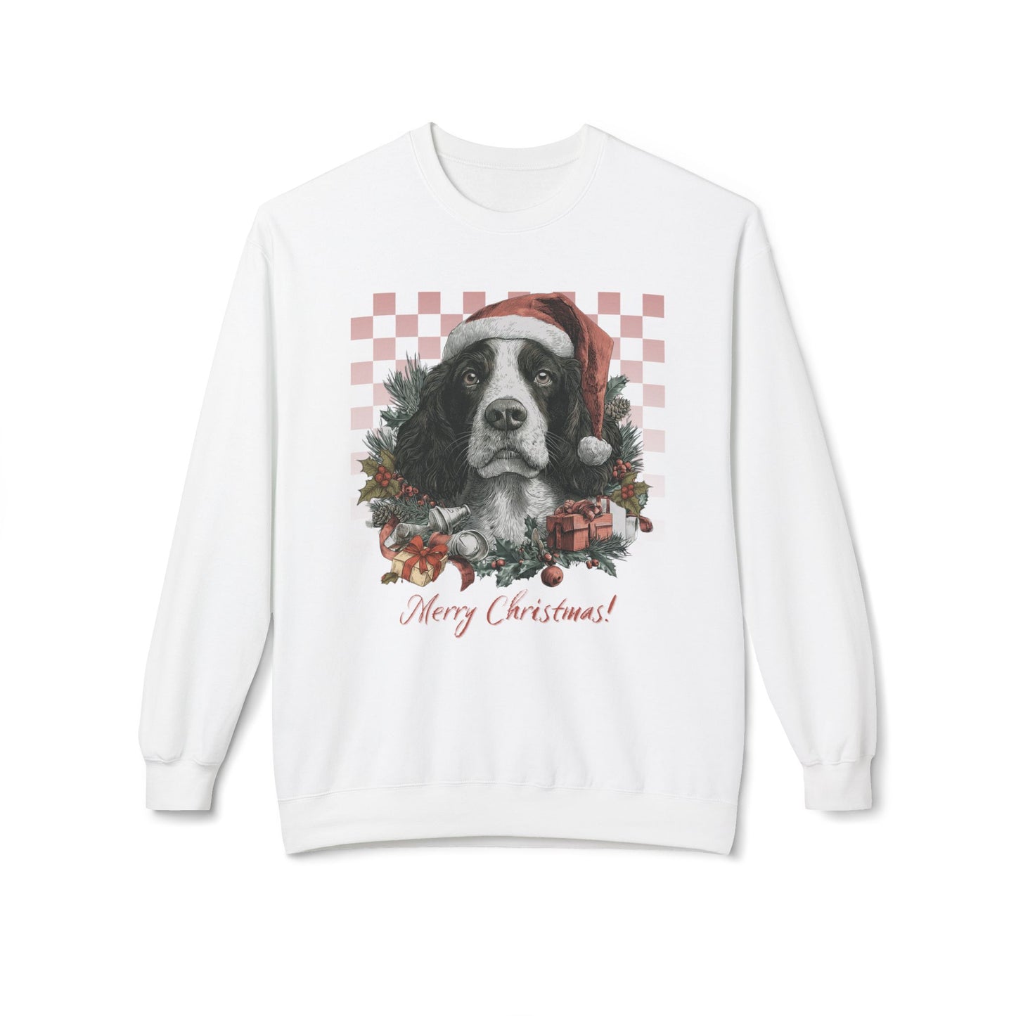 Springer Spaniel Vintage Checkered Christmas  Sweatshirt
