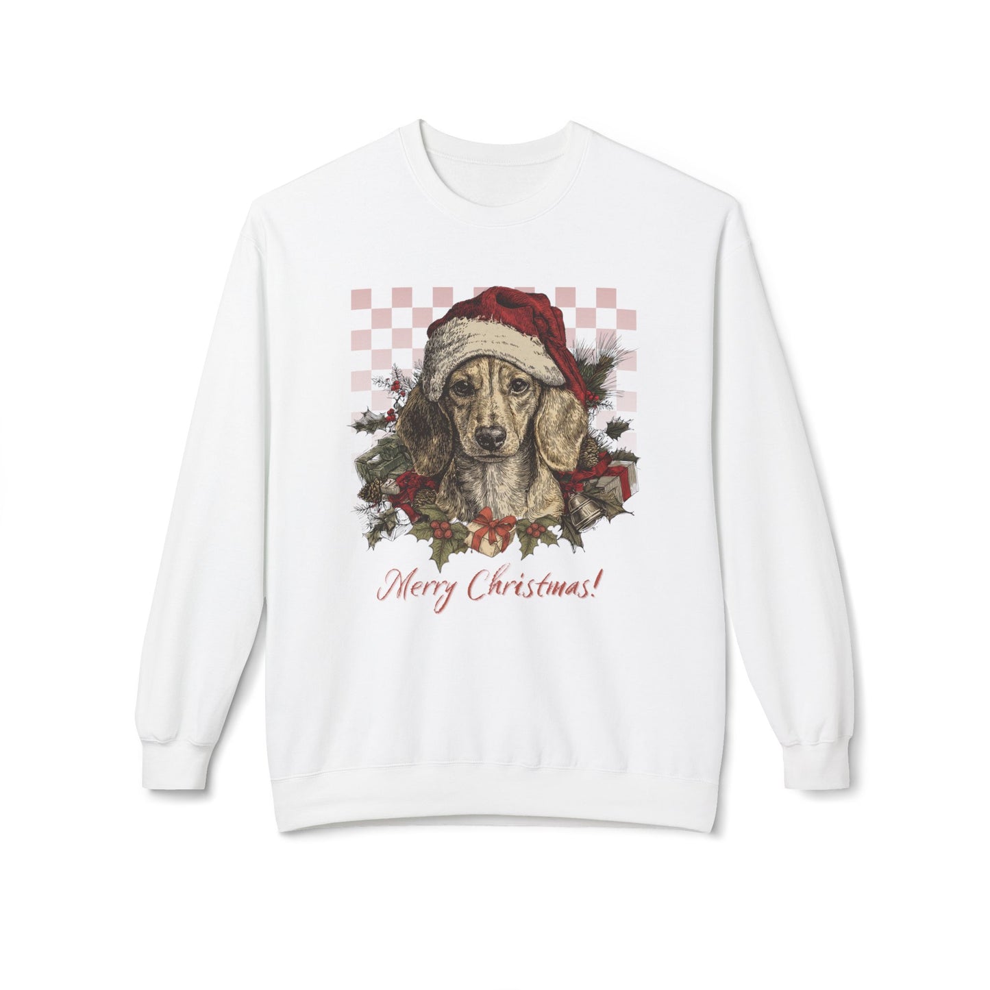 Dachshund Vintage Checkered Christmas Sweatshirt