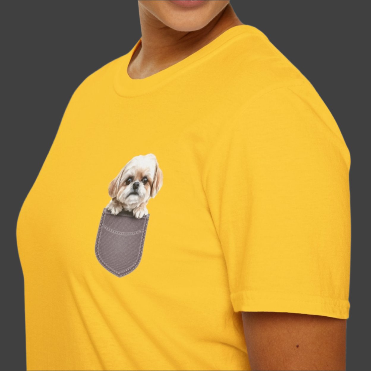 Unisex Soft-Style Maltese Puppy Pocket T-Shirt