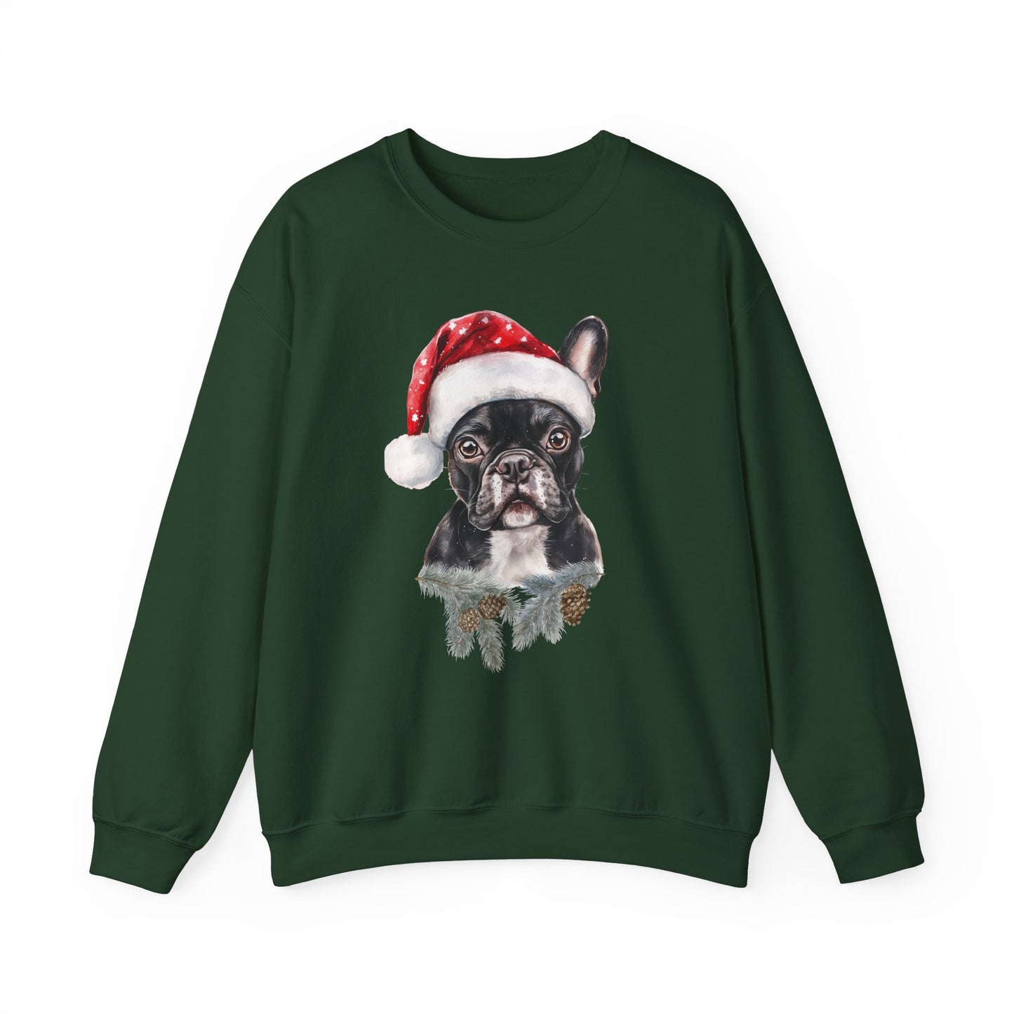 Festive Frenchie Bulldog Santa Long-Sleeve Sweater