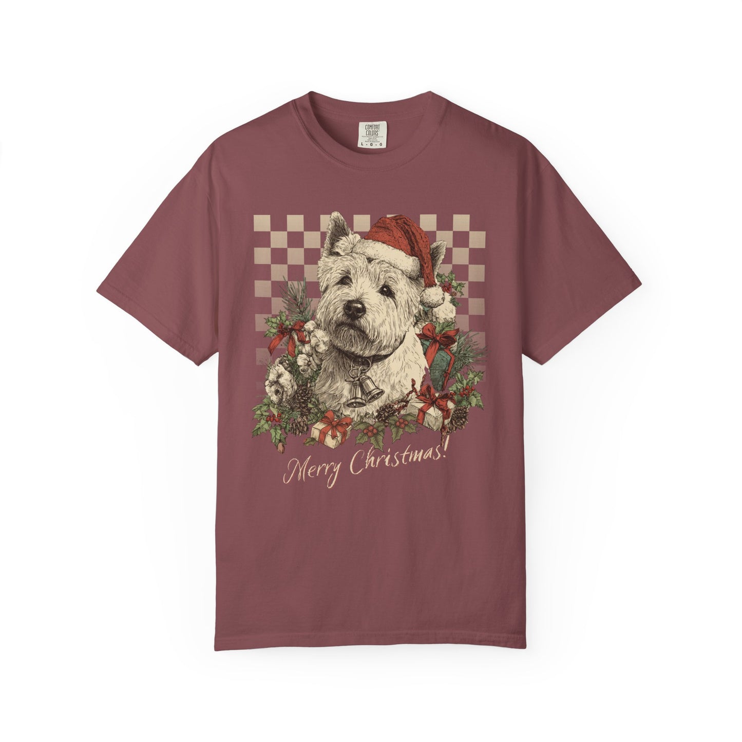 Westie Vintage Checkered Christmas Tee