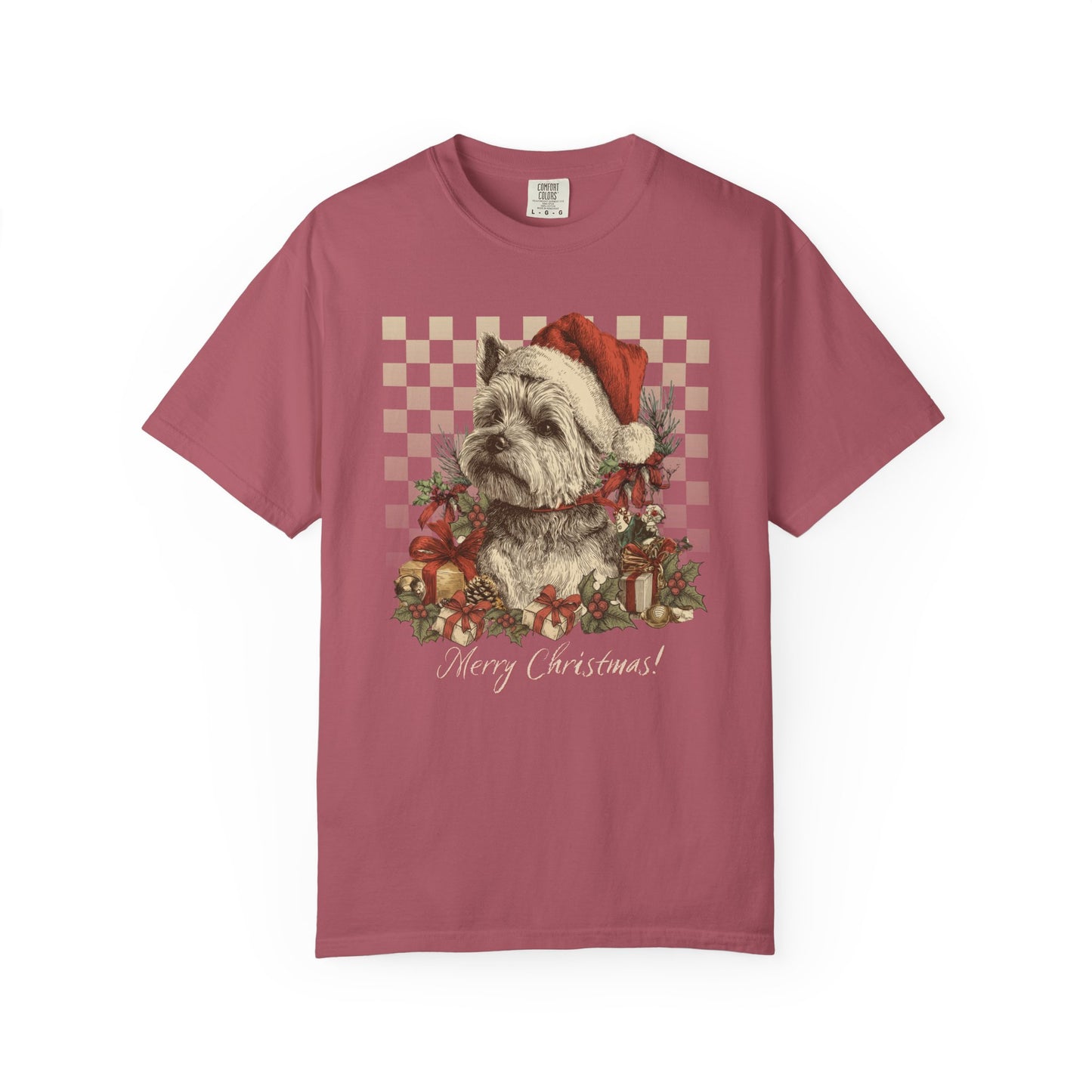 Yorkie Vintage Checkered Christmas Tee