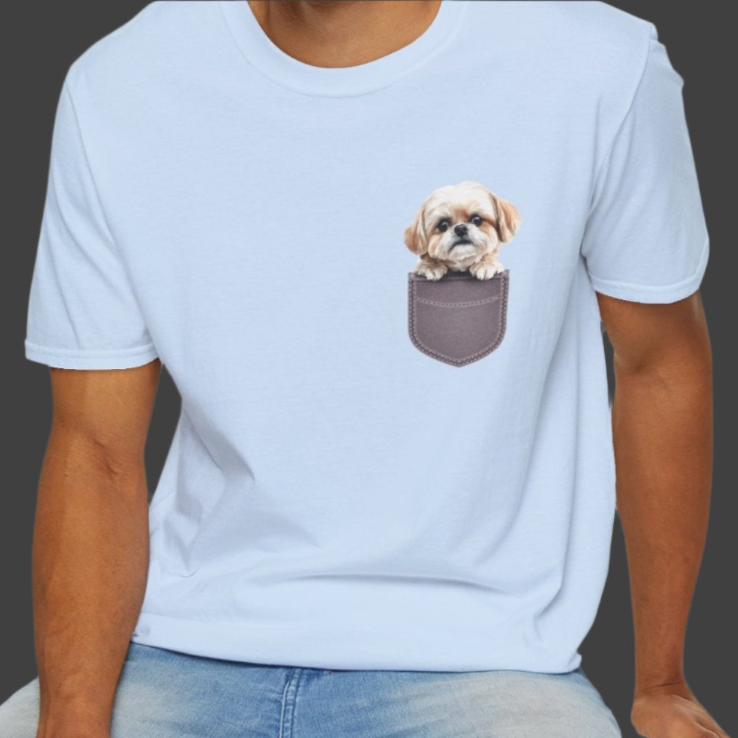 Unisex Soft-Style Maltese Puppy Pocket T-Shirt