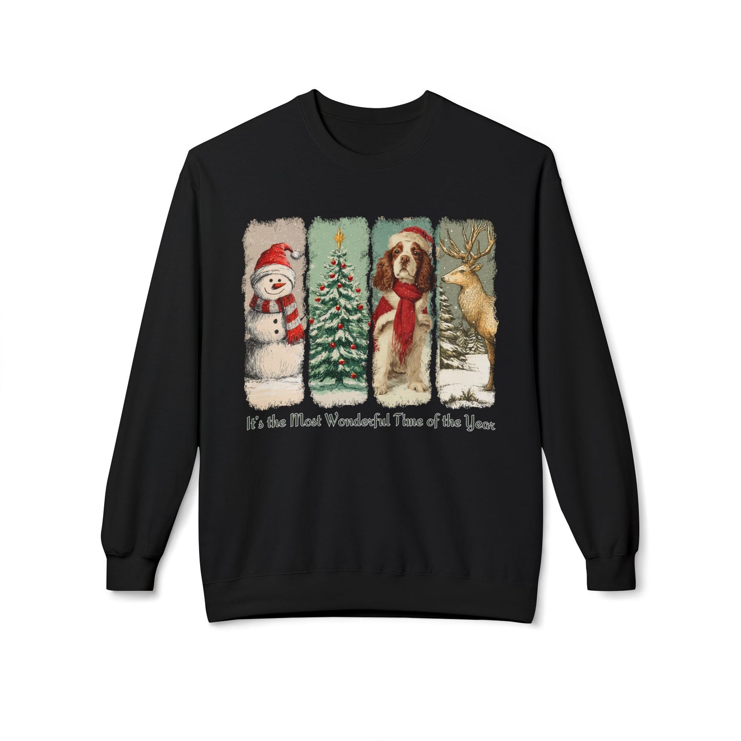 Cocker Spaniel Santa – Vintage Brush Stroke Christmas Sweatshirt