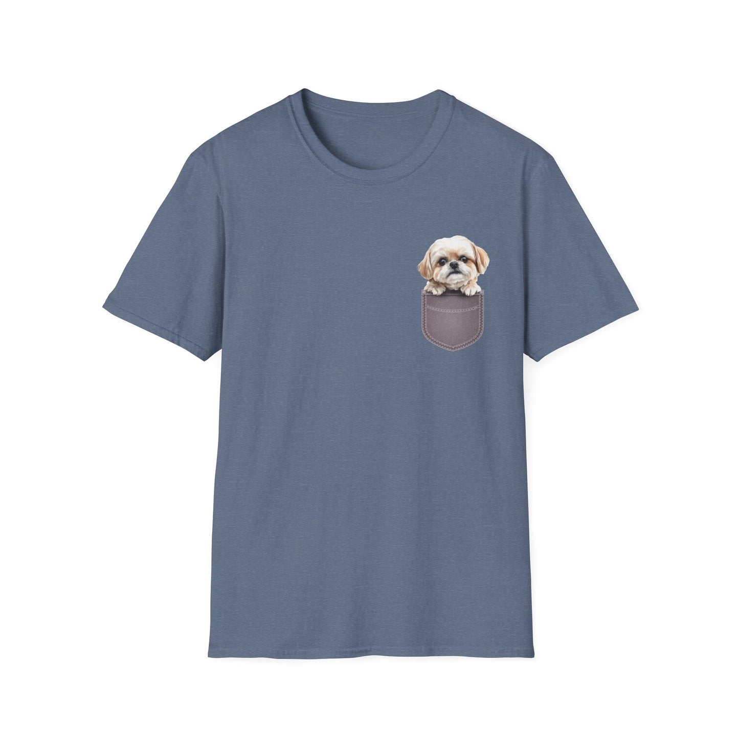 Unisex Soft-Style Maltese Puppy Pocket T-Shirt