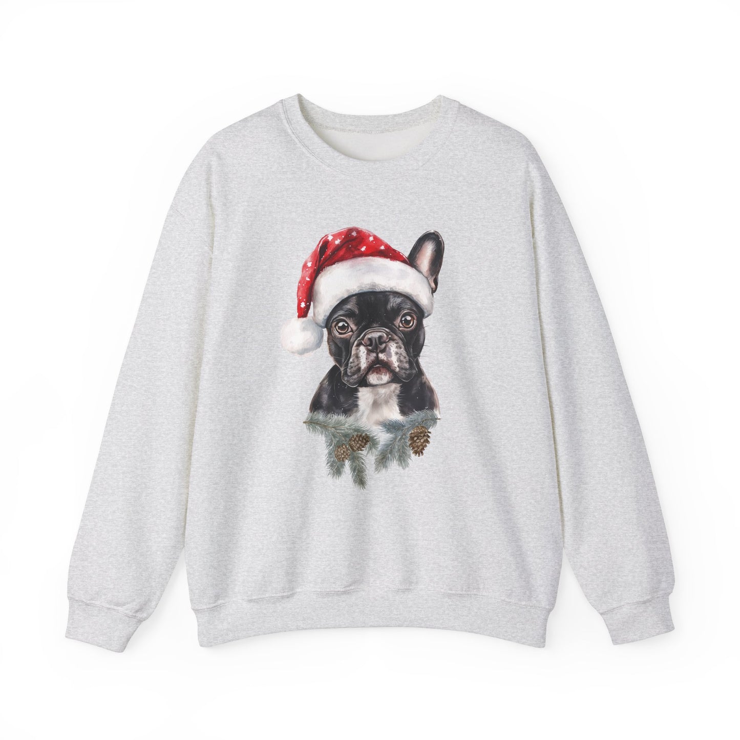 Festive Frenchie Bulldog Santa Long-Sleeve Sweater