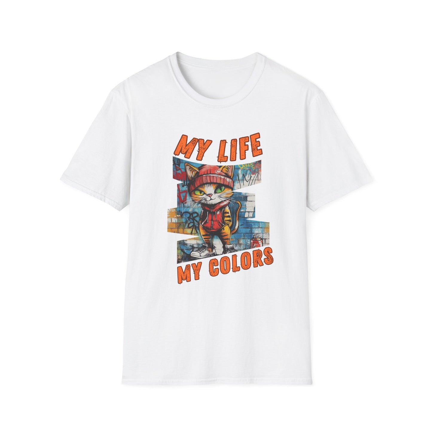 Graffiti Cat: My Life,My Colors - Unisex Softstyle T-Shirt