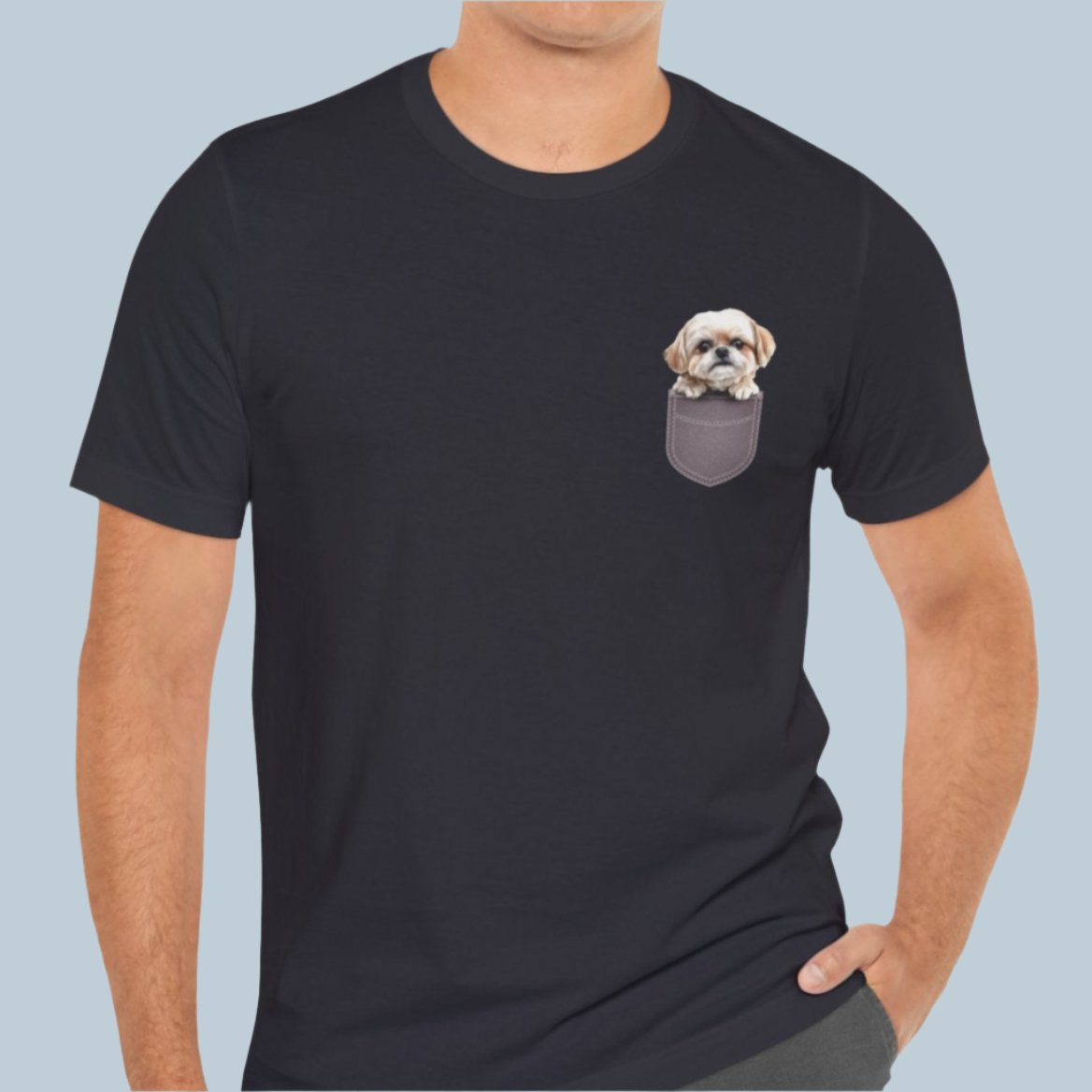 Maltese Puppy Pocket Tee - Unisex Jersey Short Sleeve T-Shirt