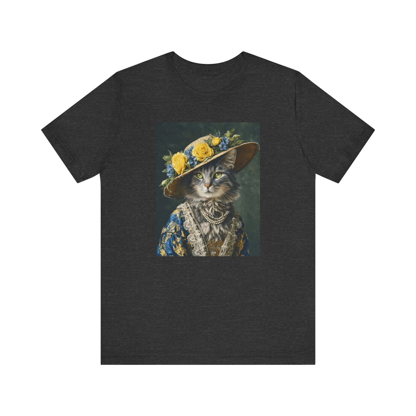 Royal Cat Tee - Customizable Shirt Victorian Cat in Yellow & Blue