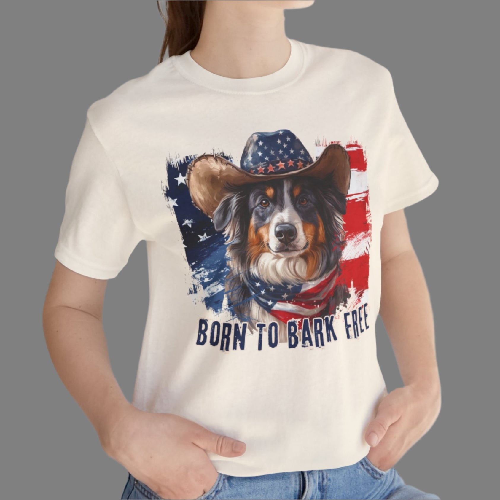 born to bark free australian shepherd patriotic t-shirt, 4th of july, independance day dog lover t-shirt 