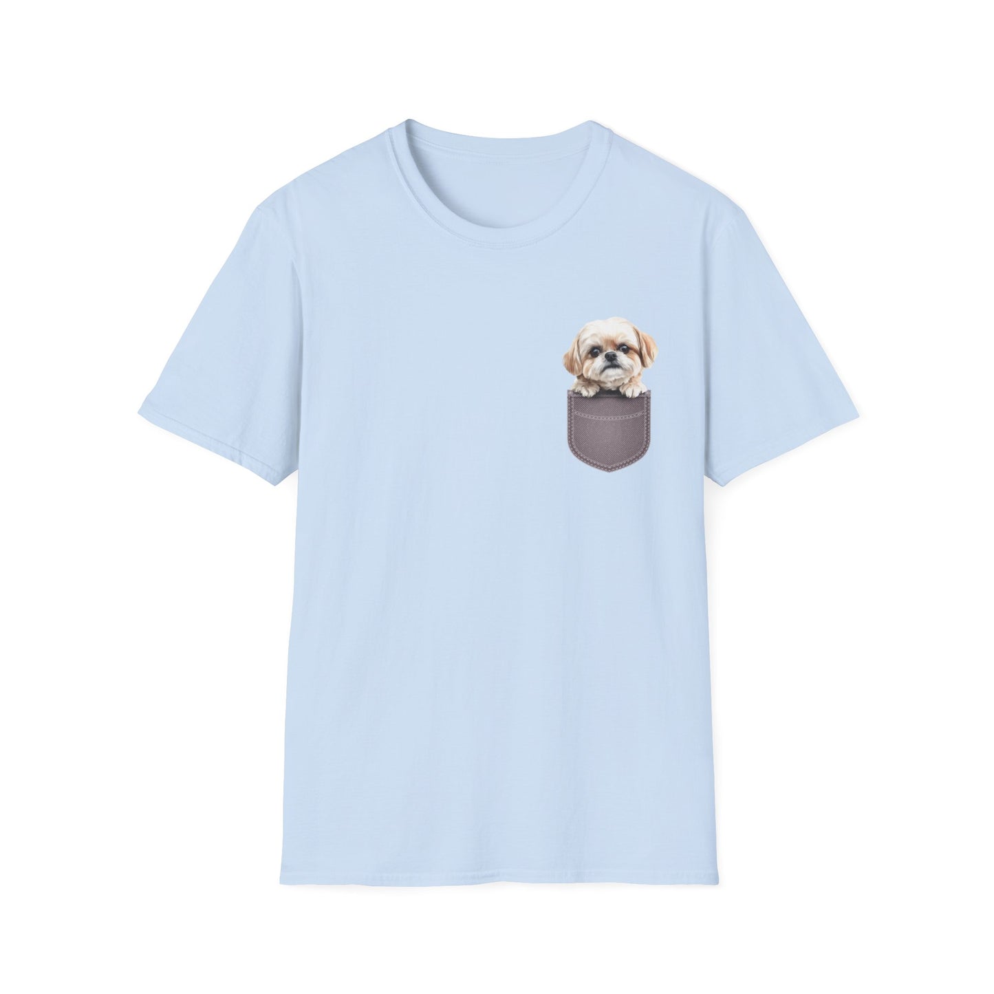 Unisex Soft-Style Maltese Puppy Pocket T-Shirt