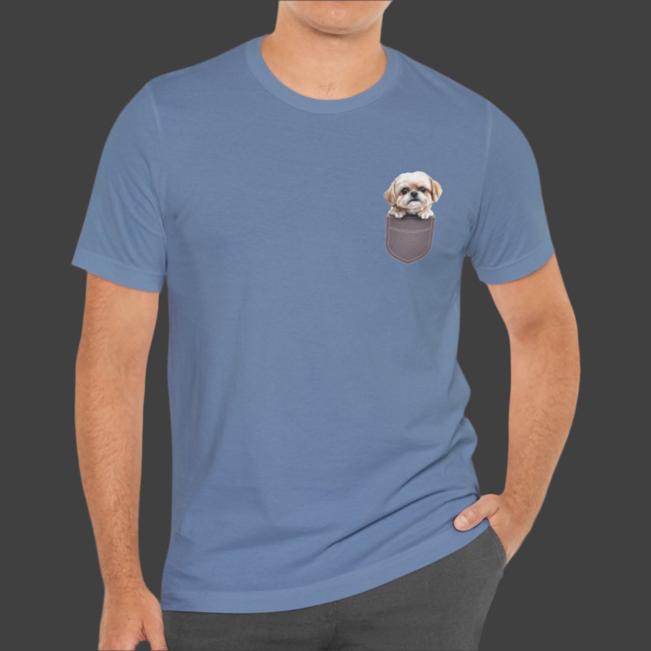 Maltese Puppy Pocket Tee - Unisex Jersey Short Sleeve T-Shirt