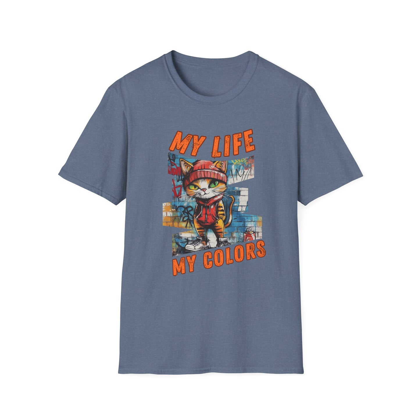 Graffiti Cat: My Life,My Colors - Unisex Softstyle T-Shirt