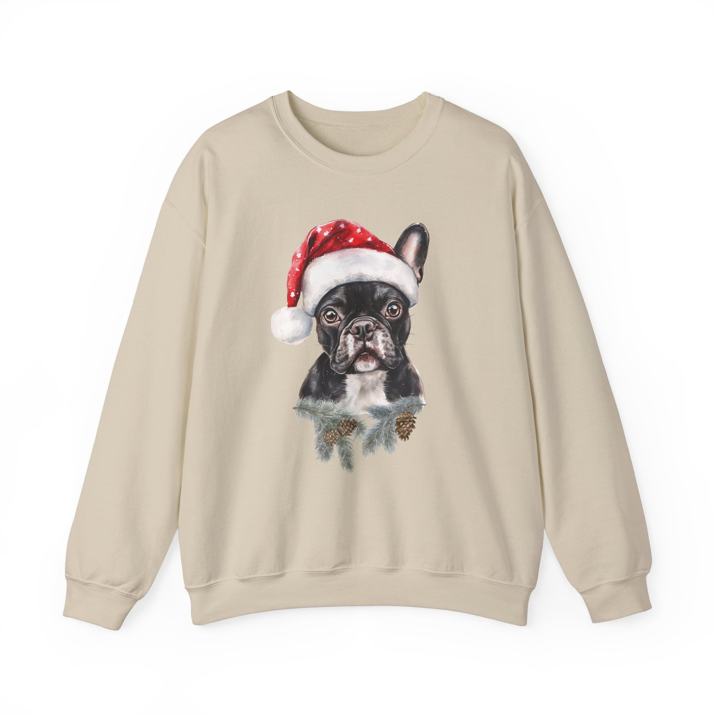 Festive Frenchie Bulldog Santa Long-Sleeve Sweater