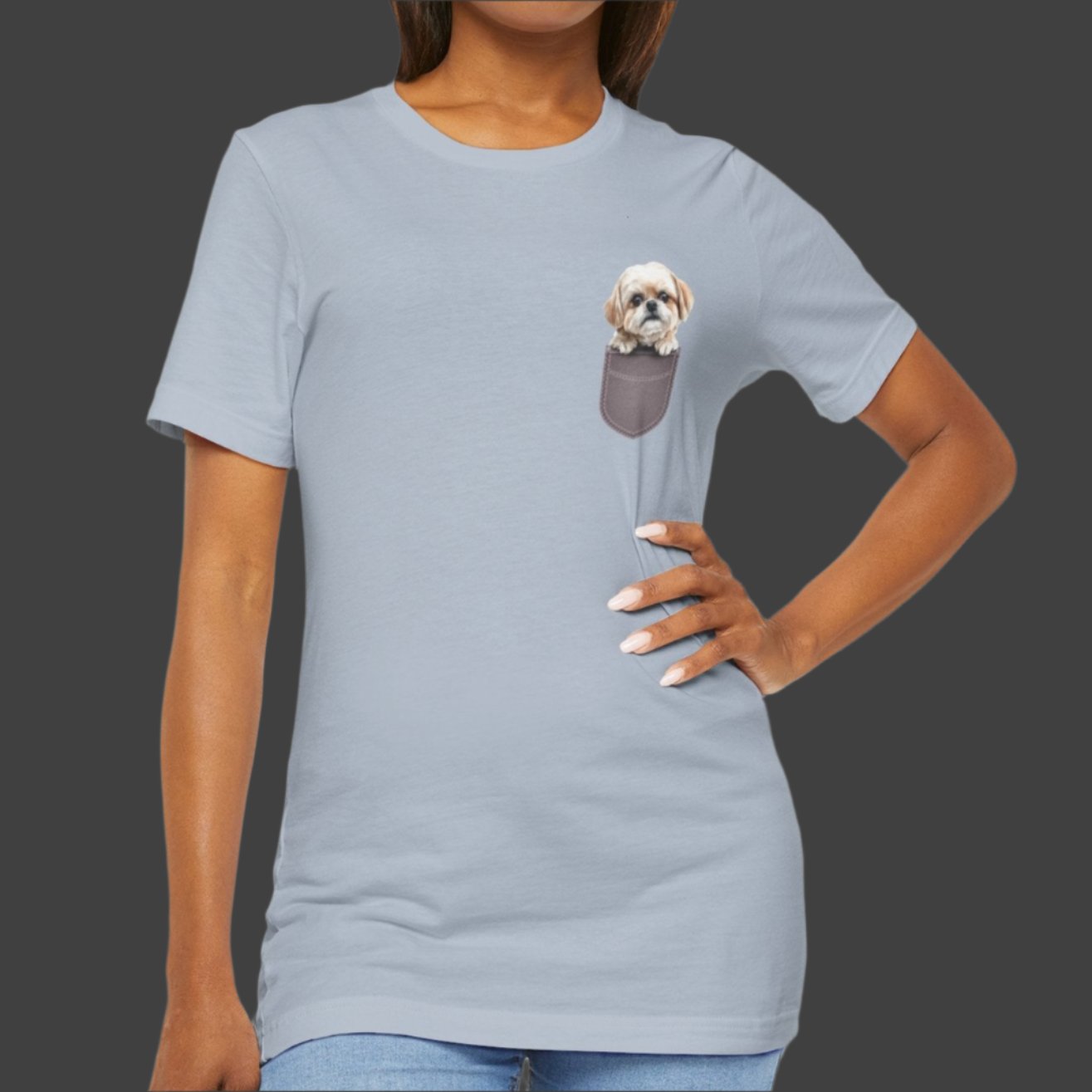 Maltese Puppy Pocket Tee - Unisex Jersey Short Sleeve T-Shirt