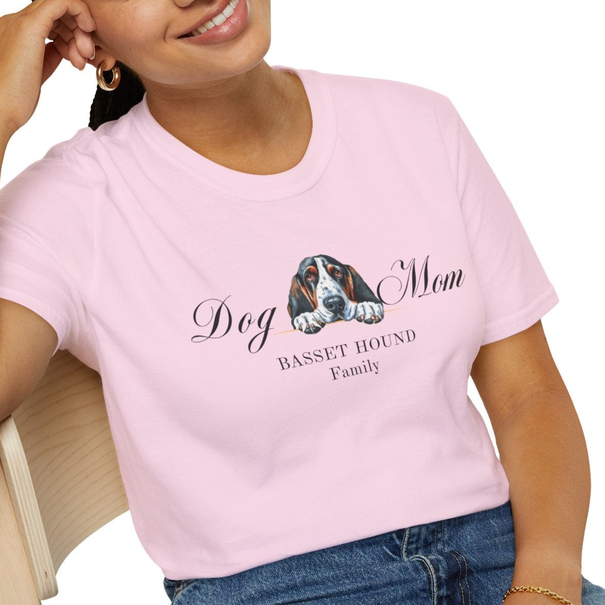 basset hound mom t-shirt, dog mom valentine's day gift