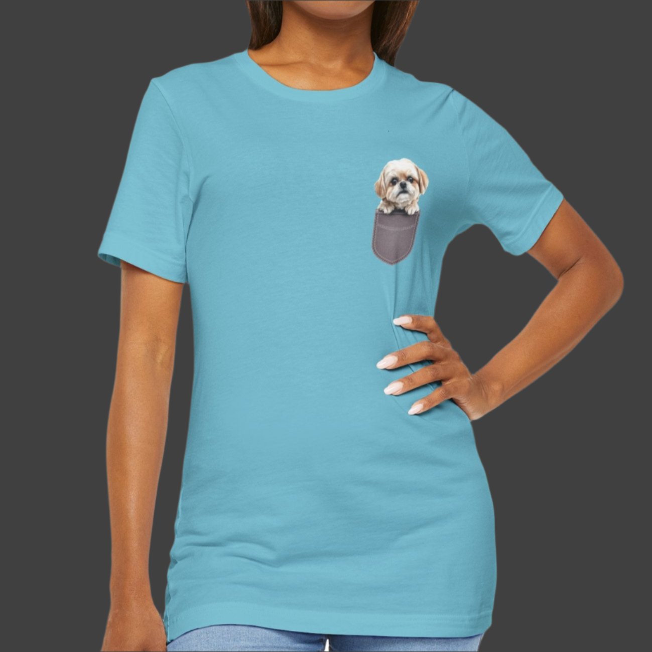 Maltese Puppy Pocket Tee - Unisex Jersey Short Sleeve T-Shirt