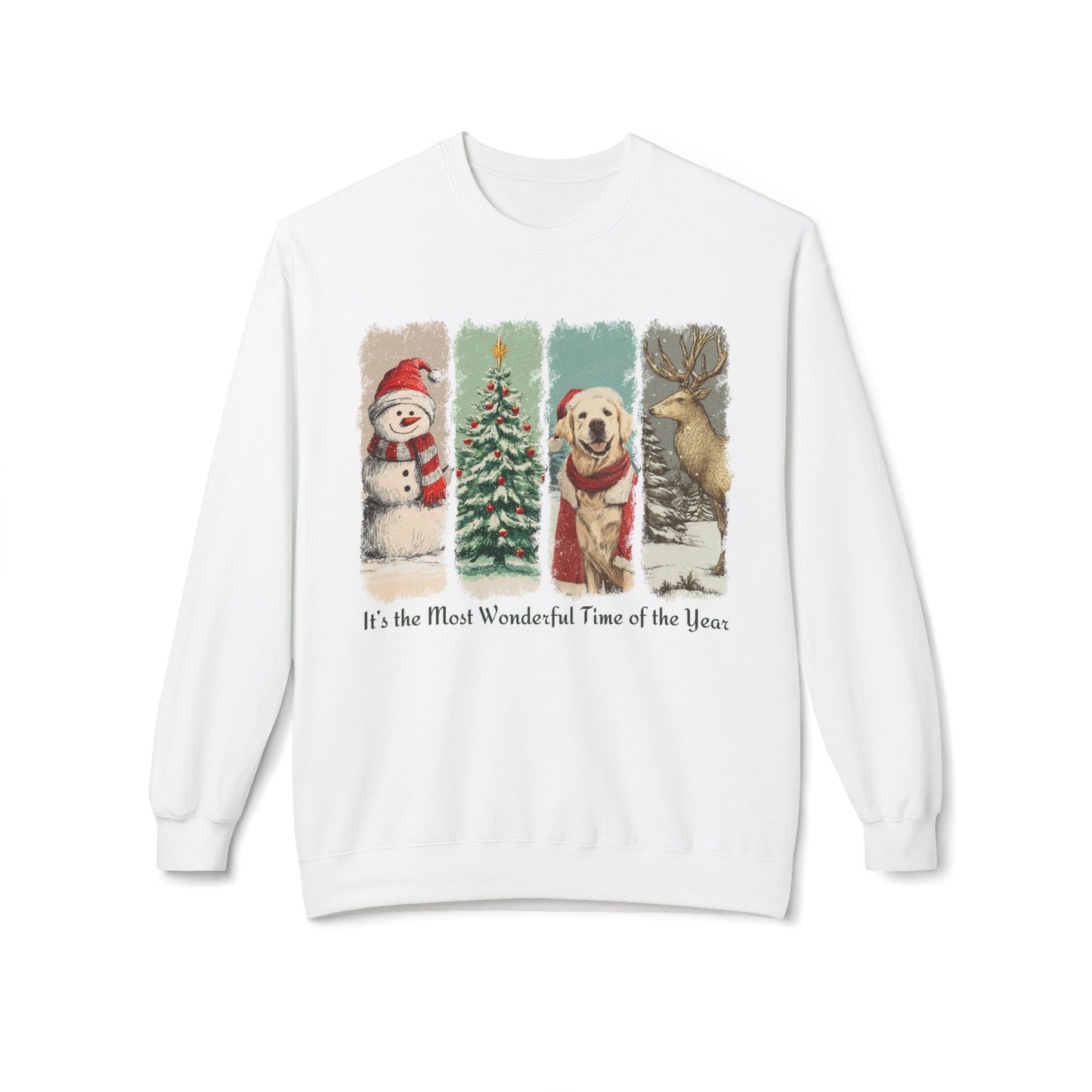 Golden Retriever Santa – Vintage Brush Stroke Christmas Sweatshirt