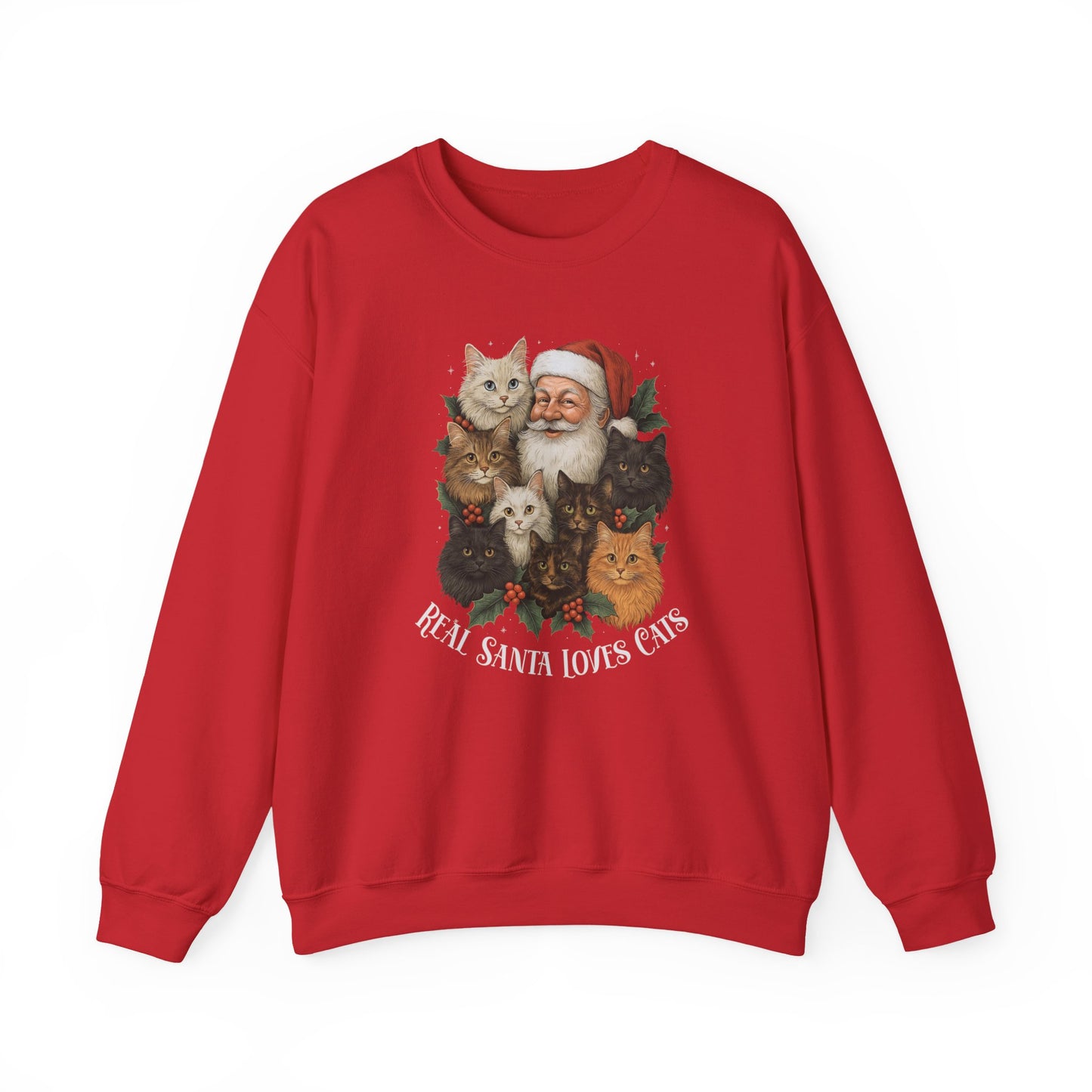 The Real Santa Loves Cats – Vintage Christmas Sweatshirt