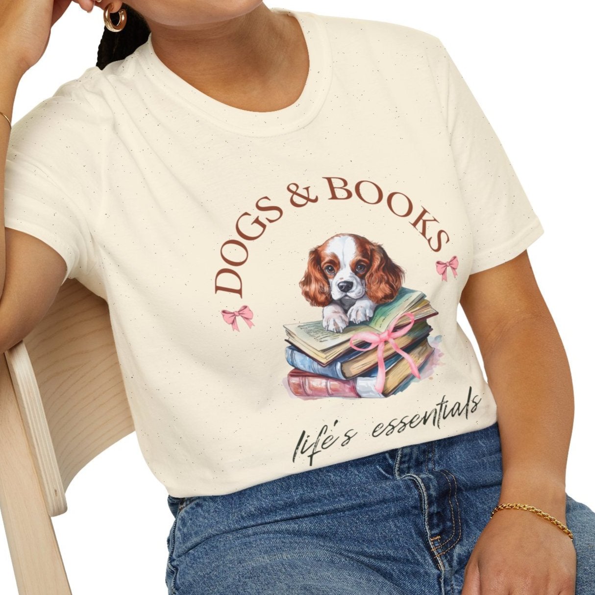 Cavalier King Charles with Books T-shirt