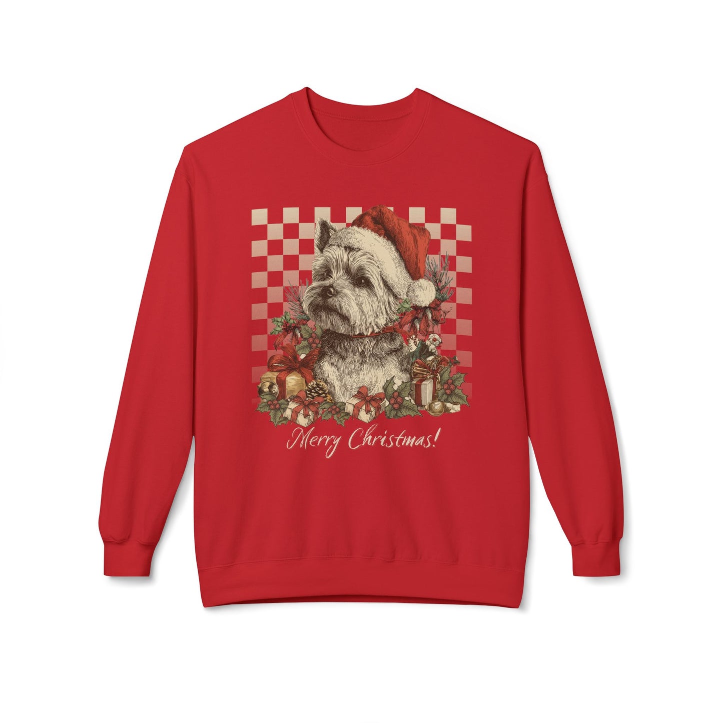 Yorkie Vintage Checkered Christmas Sweatshirt