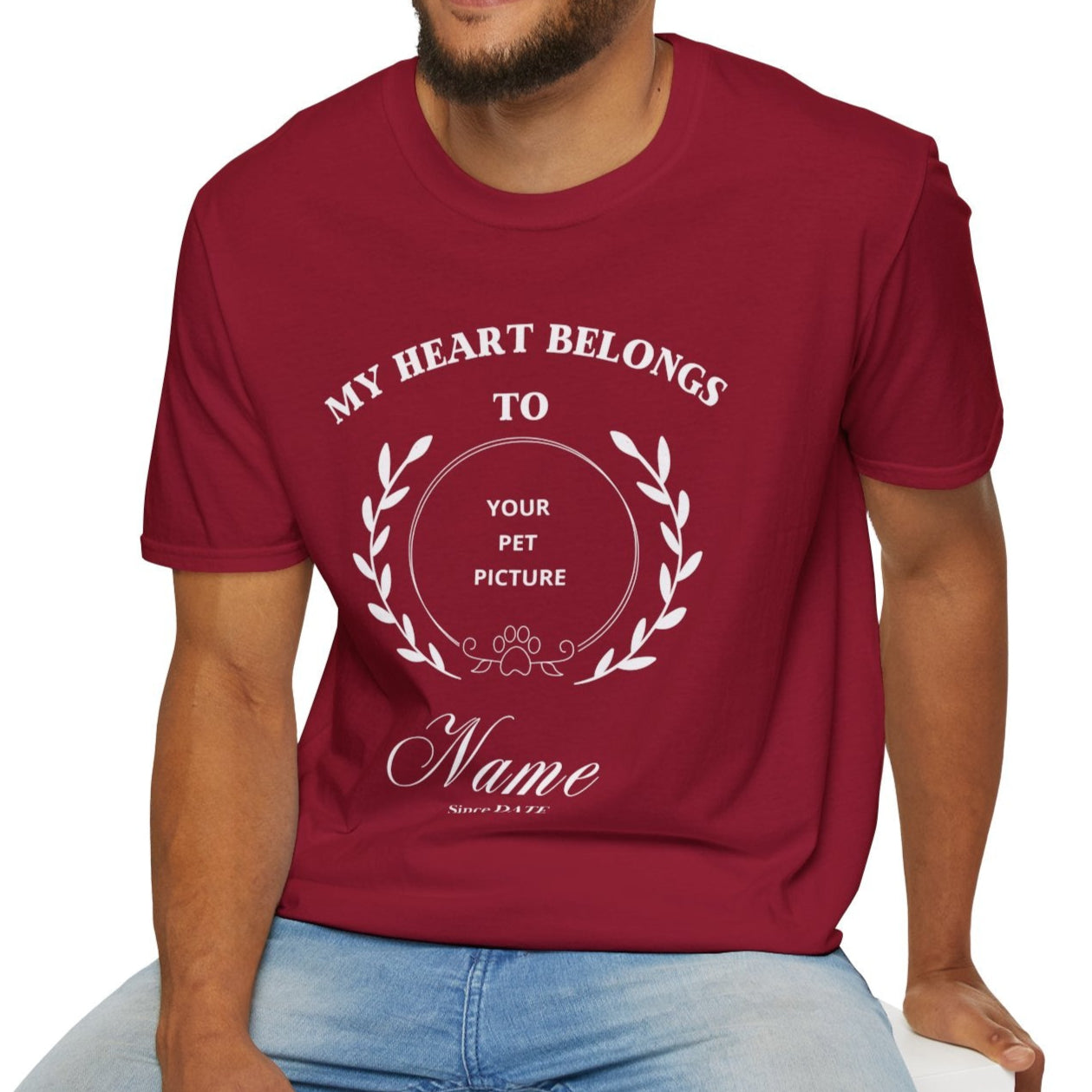 Fully Customizable Pet T-shirt - Valentine's Day Gift for Dog Lovers, Cat lovers, Pet Enthusiasts