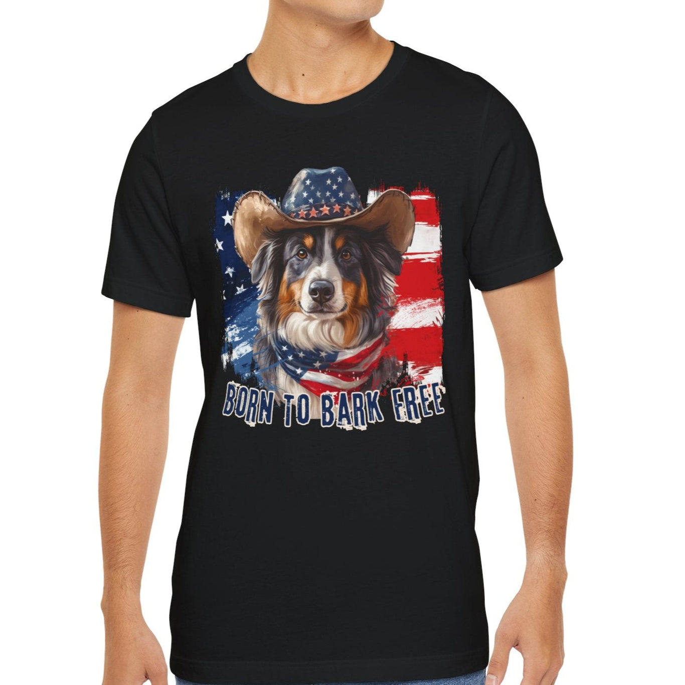 born to bark free australian shepherd patriotic t-shirt, 4th of july, independance day dog lover t-shirt 
