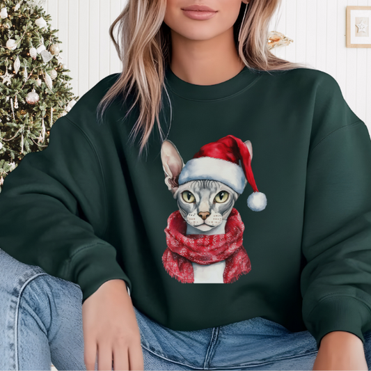 Sphynx Cat Santa Sweater – A Festive Gift for Cat Lovers