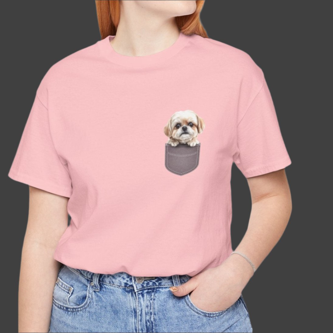 Maltese Puppy Pocket Tee - Unisex Jersey Short Sleeve T-Shirt