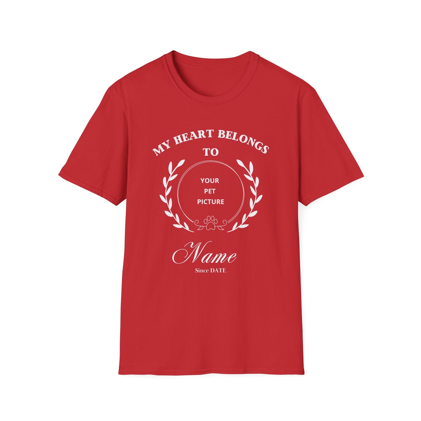 Fully Customizable Pet T-shirt - Valentine's Day Gift for Dog Lovers, Cat lovers, Pet Enthusiasts