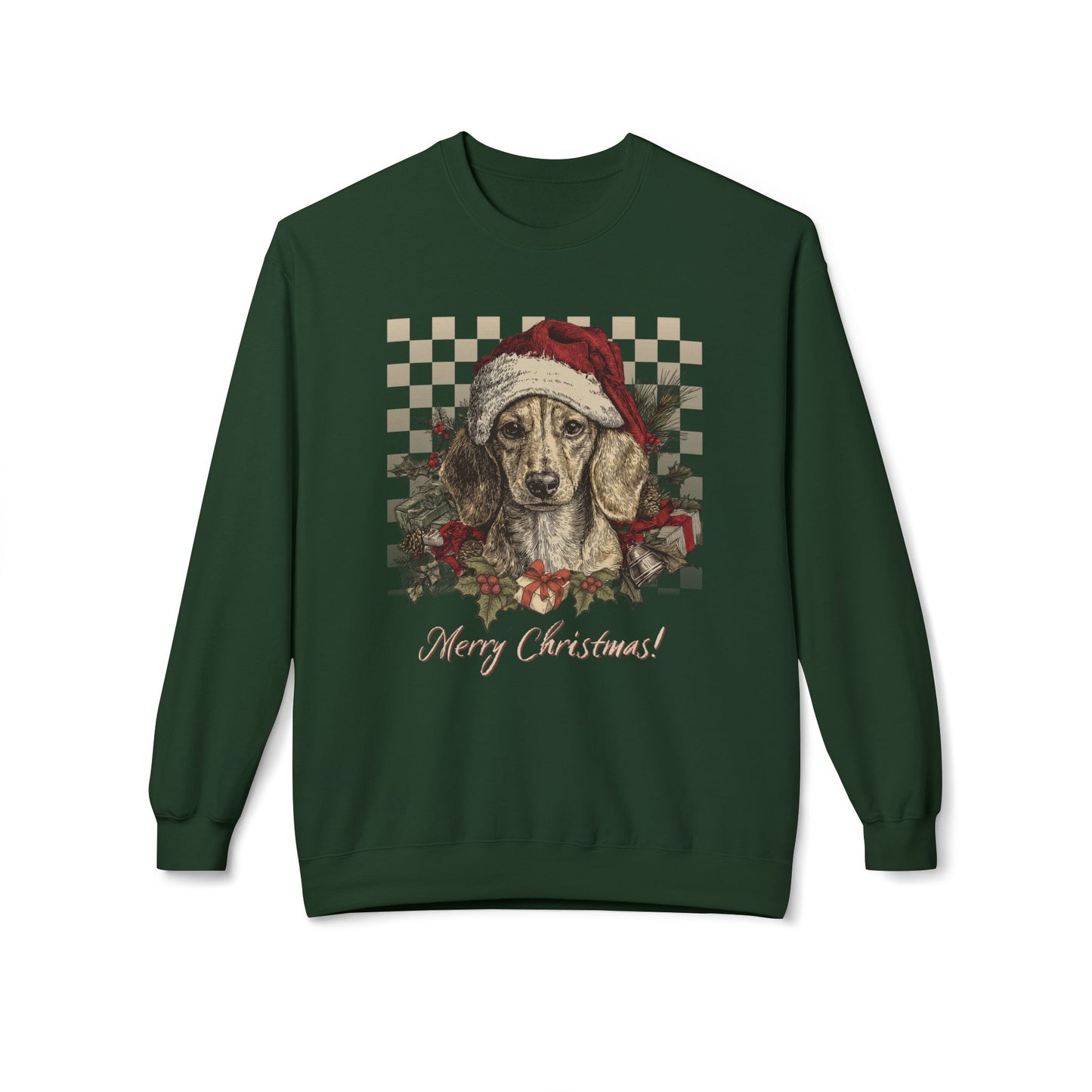 Dachshund Vintage Checkered Christmas Sweatshirt