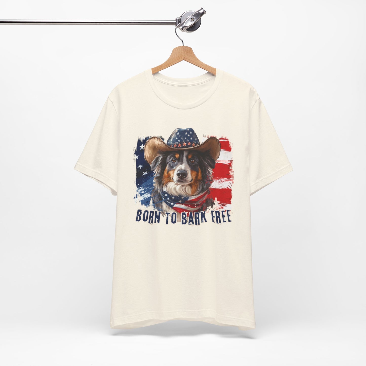 born to bark free australian shepherd patriotic t-shirt, 4th of july, independance day dog lover t-shirt 