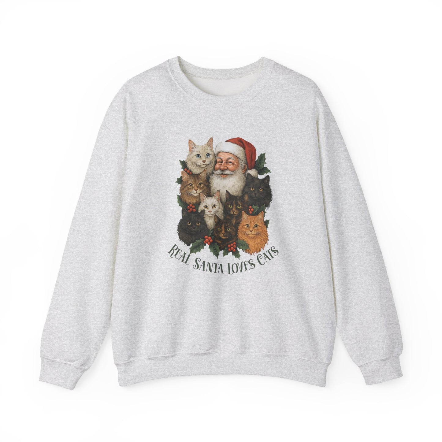 The Real Santa Loves Cats – Vintage Christmas Sweatshirt