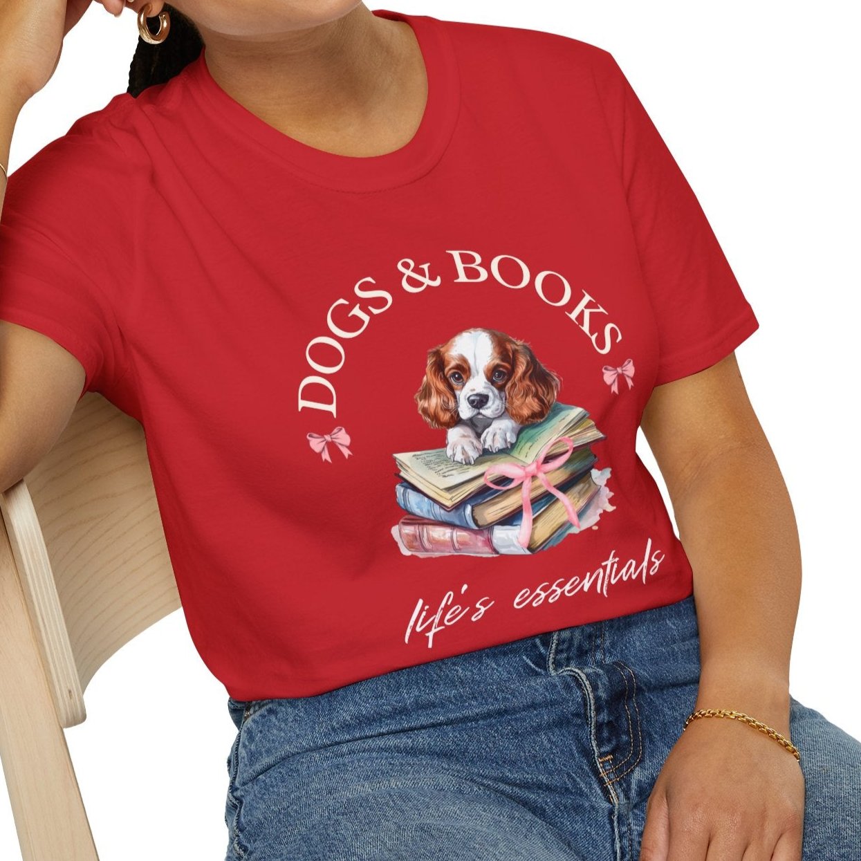 Cavalier King Charles with Books T-shirt