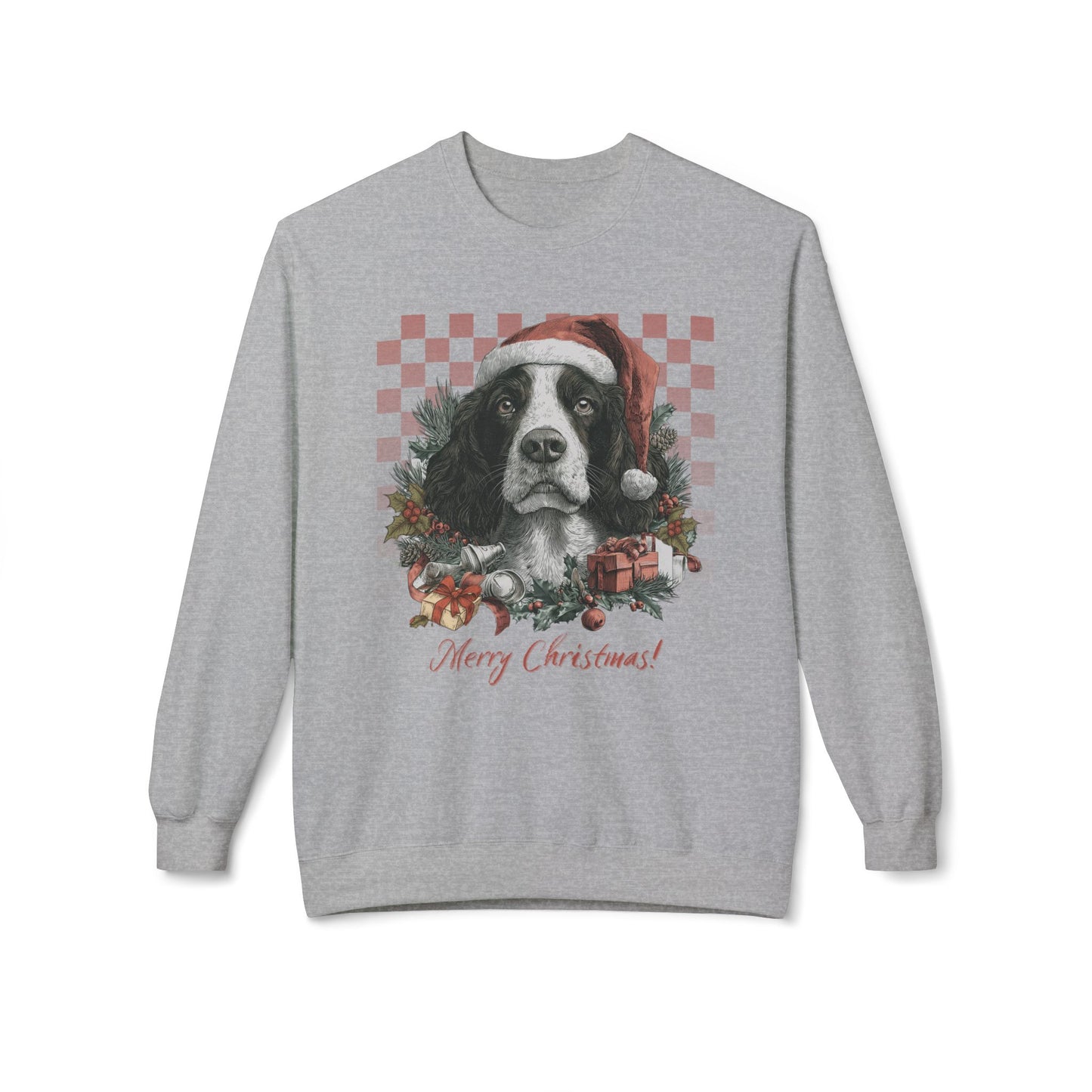 Springer Spaniel Vintage Checkered Christmas  Sweatshirt