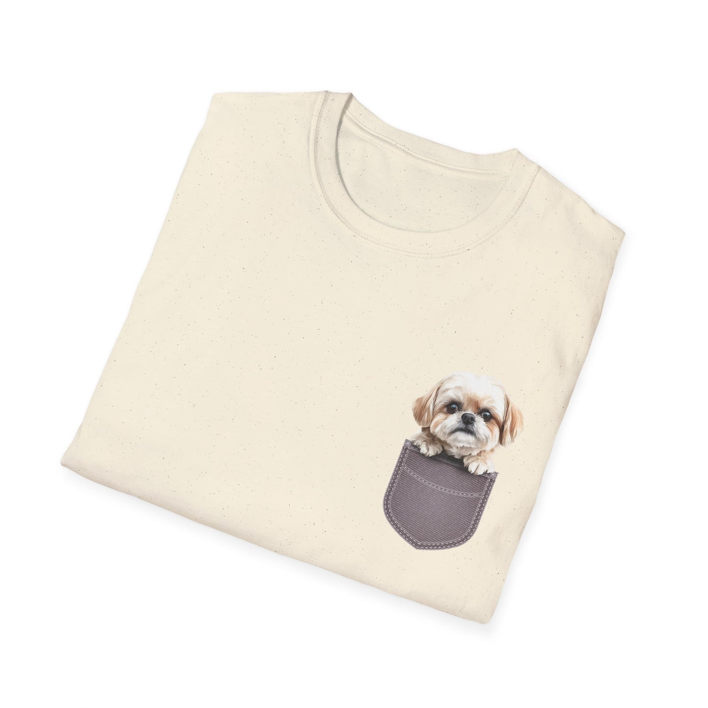 Unisex Soft-Style Maltese Puppy Pocket T-Shirt