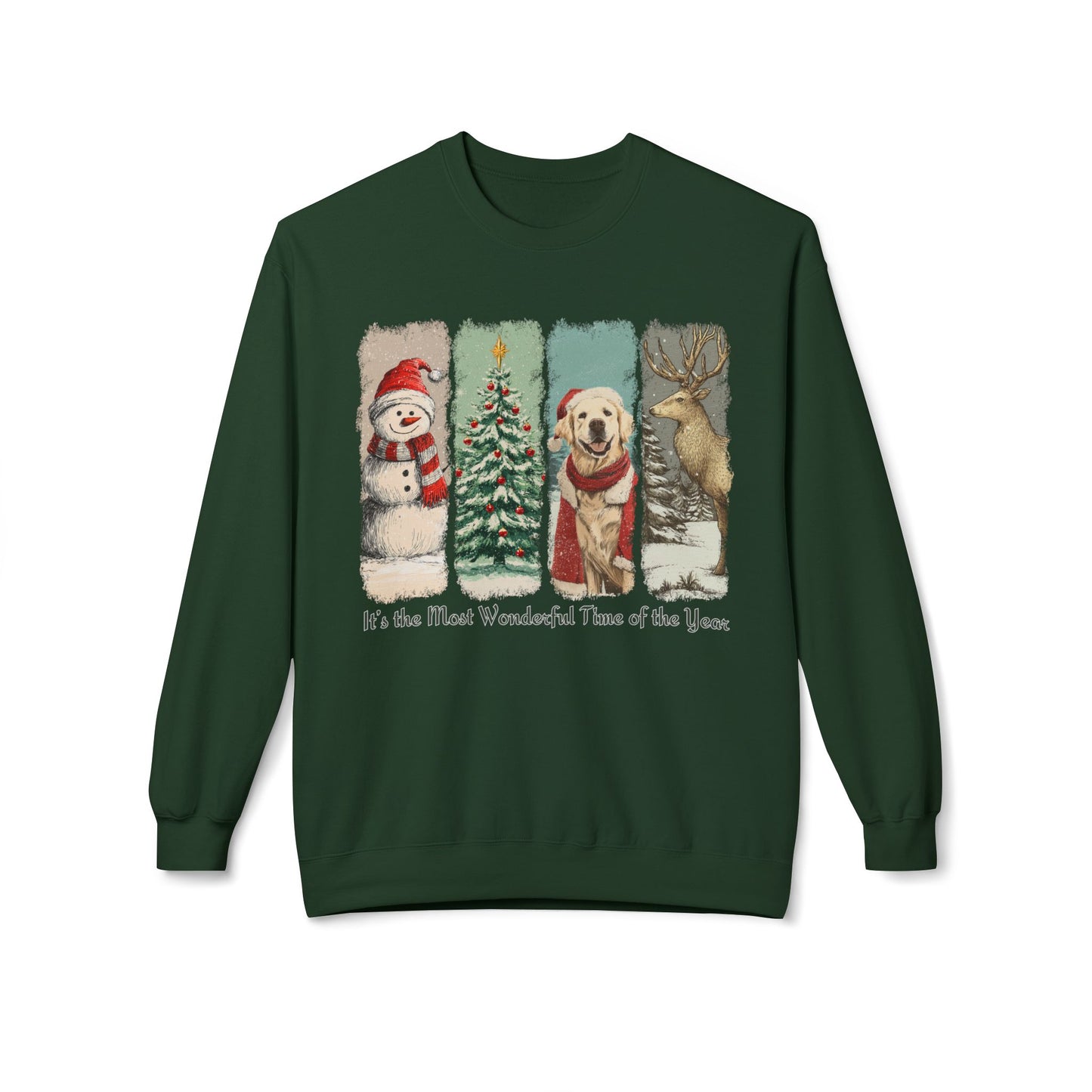 Golden Retriever Santa – Vintage Brush Stroke Christmas Sweatshirt
