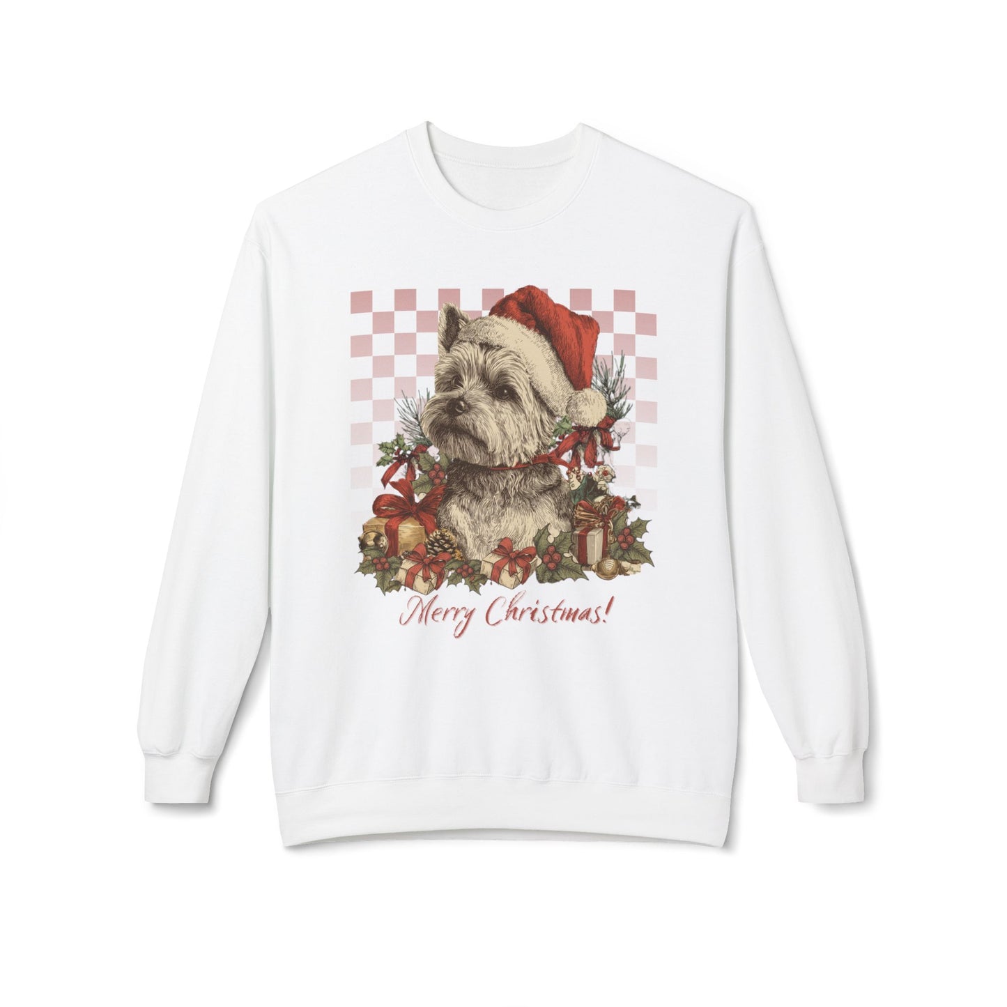 Yorkie Vintage Checkered Christmas Sweatshirt