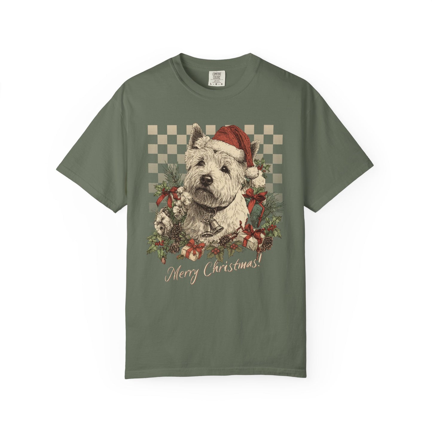 Westie Vintage Checkered Christmas Tee