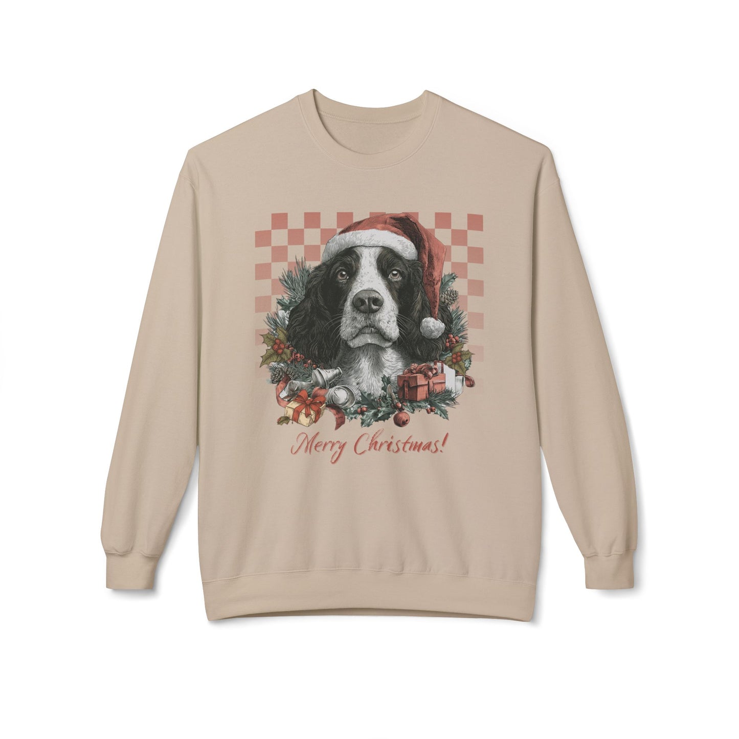 Springer Spaniel Vintage Checkered Christmas  Sweatshirt