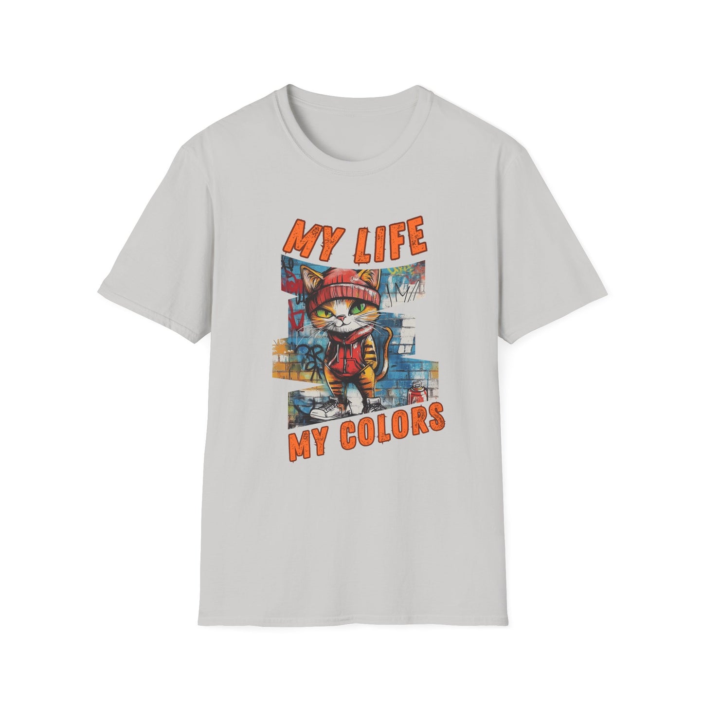 Graffiti Cat: My Life,My Colors - Unisex Softstyle T-Shirt