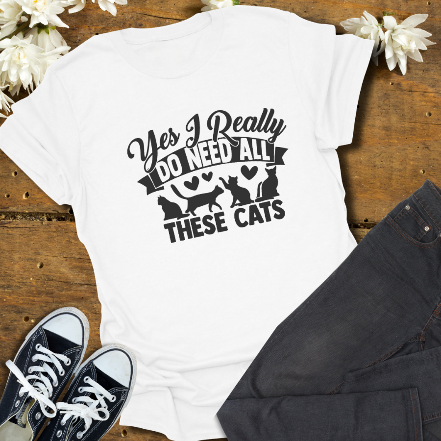 "Yes, I need all these cats" Unisex T-shirt